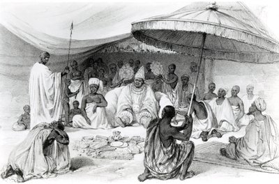 Attah, z „Malownicze widoki na rzekę Niger, naszkicowane podczas ostatniej wizyty Landera w latach 1832-33”, litografia Charlesa Haghe, 1840 autorstwa William Allen