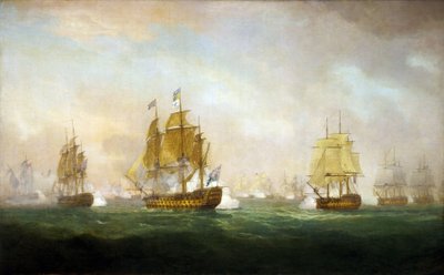 Bitwa o przylądek Finisterre (Finistère), początek XIX wieku (olej na płótnie) autorstwa William Anderson