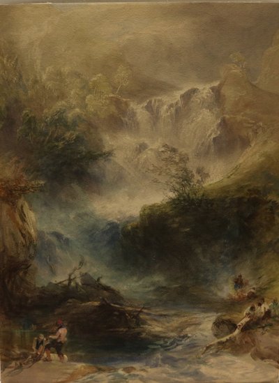 Wodospad Torke, Killarney, ok. 1860 (akwarela i ołówek na papierze) autorstwa William Andrews Nesfield