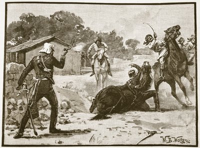 Jak Major Tombs zdobył Krzyż Wiktorii, ilustracja z „Ilustrowanej historii Anglii Cassella” (zdjęcie w sepii) autorstwa William Barnes Wollen