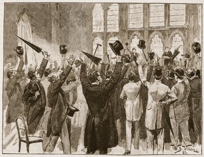 Spotkanie Jingo w Guildhall, Londyn, 1878, ilustracja z "Cassell