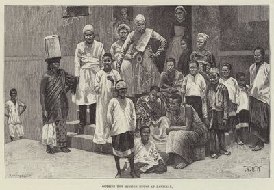 Na zewnątrz Domu Misyjnego w Zanzibarze autorstwa William Barnes Wollen