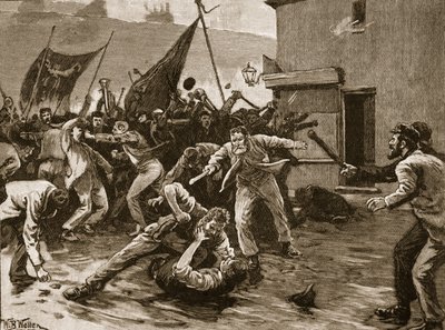 Zamieszki w Belfaście, 1886 r., ilustracja z "Cassell