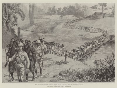 Wyprawa do Aszanti, Przejście artylerii Houssa przez rzekę Busum Prah autorstwa William Barnes Wollen