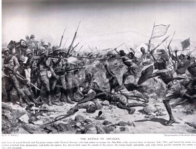 Bitwa pod Abu Klea, 17 stycznia 1885 r., ilustracja z "Hutchinsons History of the Nations", ok. 1910 r. autorstwa William Barnes Wollen