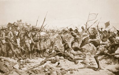 Bitwa pod Abu Klea, 17 stycznia 1885, ilustracja z „Hutchinsons History of the Nations”, c.1910 autorstwa William Barnes Wollen
