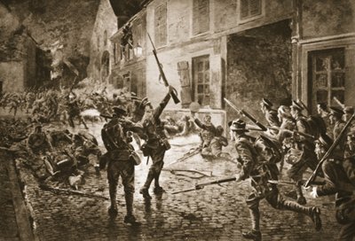 Straż Coldstream w Landrecies, sierpień 1914 autorstwa William Barnes Wollen