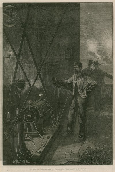 Światło elektryczne: dynamo-elektryczna maszyna Gramme autorstwa William Bazett Murray