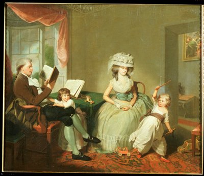 Grupowy portret państwa Hayward z dziećmi, Matyldą i Georgem, ok. 1789 r. autorstwa William Beechey