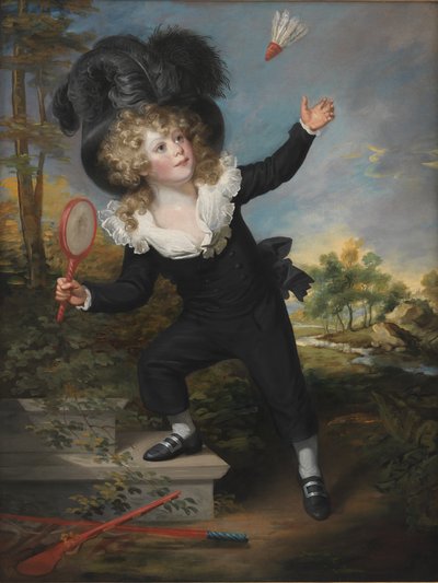 Portret Kennetta Dixona grającego w lotki autorstwa William Beechey