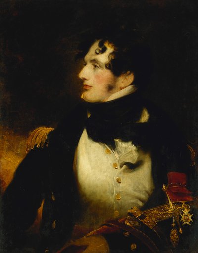 Portret oficera marynarki, połowa długości, w mundurze, noszącego miecz prezentacyjny i noszącego odznakę CB, autorstwa William Beechey