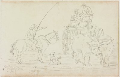 Oxcart Blocking the Way (ołówek na papierze (na papierze z M754)) autorstwa William Beilby