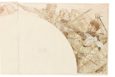 Szkic do Murala w Wallington Hall (tusz i ołówek na papierze (wklejony na karton)) autorstwa William Bell Scott