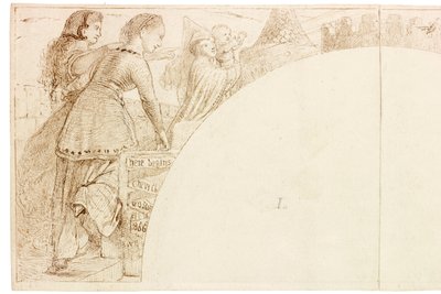 Szkic do muralu w Wallington Hall (tusz i ołówek na papierze (naklejony na kartkę)) autorstwa William Bell Scott