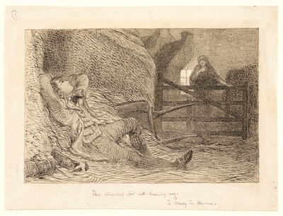 Studium do „Do Maryi w niebie”, ok. 1871 r. (grafit, długopis i czarny tusz, grafit) autorstwa William Bell Scott