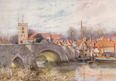 Aylesford Bridge (kolorowa litografia) autorstwa William Biscombe Gardner