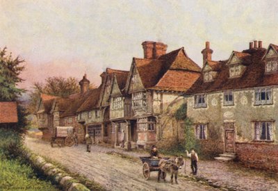Chiddingstone z narożnika dziedzińca (kolorowa litografia) autorstwa William Biscombe Gardner