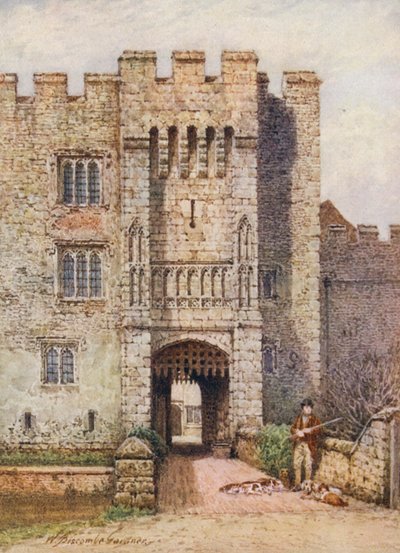Wejście do zamku Hever (kolorowa litografia) autorstwa William Biscombe Gardner