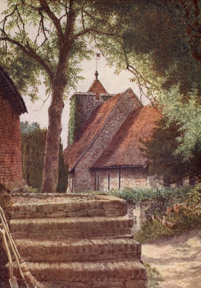 Kościół św. Marcina, Canterbury (kolorowa litografia) autorstwa William Biscombe Gardner