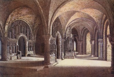 Kaplica Matki Bożej w podziemiach katedry w Canterbury (kolorowa litografia) autorstwa William Biscombe Gardner