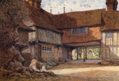 The Lych Gate, Penshurst (kolorowa litografia) autorstwa William Biscombe Gardner