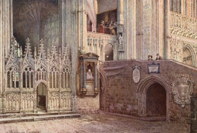 Męczeństwo, katedra w Canterbury (kolorowa litografia) autorstwa William Biscombe Gardner