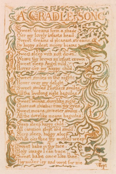 „Kołyska”, płyta 18 z „Pieśni niewinności” autorstwa William Blake