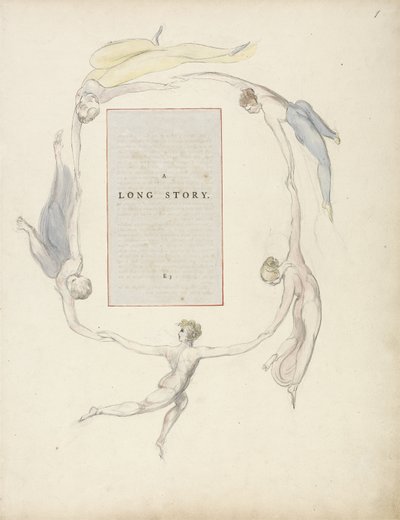 „Długa historia”, projekt 23r z „Wierszy Thomasa Graya” autorstwa William Blake