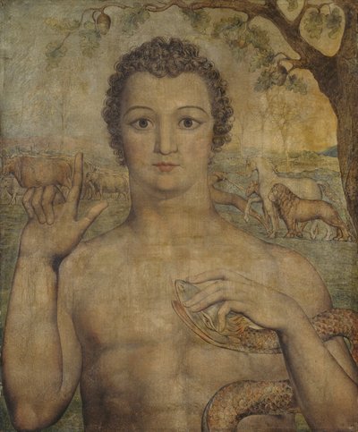 Adam nadający imiona zwierzętom autorstwa William Blake