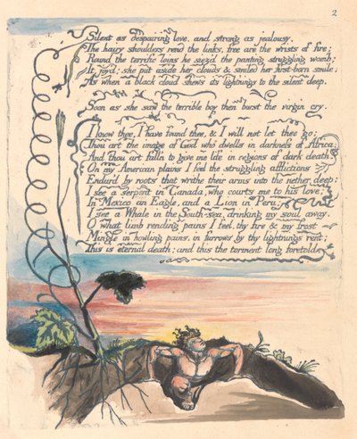 Ameryka. Proroctwo, tablica 4, Milcząca jak rozpaczliwa miłość.... autorstwa William Blake