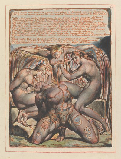 „I rozległ się wielki lament w Beulah...”; winieta końcowa rozdziału 1 (tablica 25) autorstwa William Blake