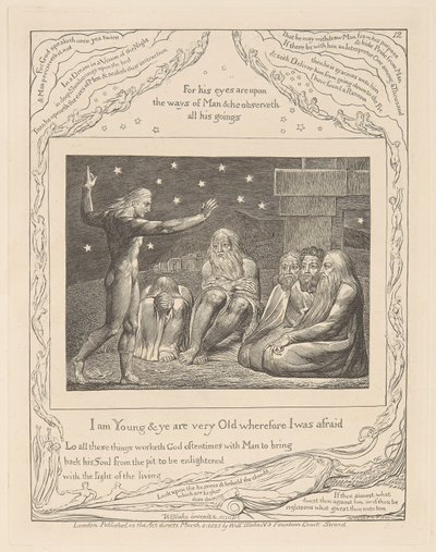 Księga Hioba, ilustracja 12, Gniew Elihu autorstwa William Blake