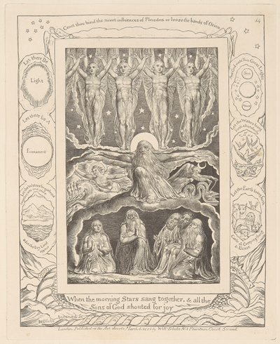 Księga Hioba, płyta 14, Kiedy gwiazdy poranne śpiewały razem autorstwa William Blake