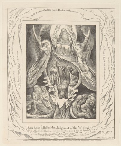 Księga Hioba, płyta 16, Upadek szatana autorstwa William Blake