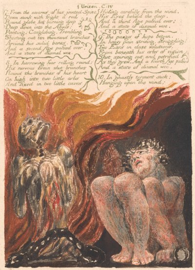 Pierwsza Księga Urizena, tablica 10, „7. Z jaskiń jego połączonego kręgosłupa…” (Bentleya 11) autorstwa William Blake