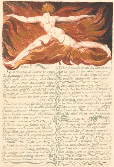 Pierwsza Księga Urizena, tablica 3, „Rozdział: 1…” (Bentleya 3) autorstwa William Blake