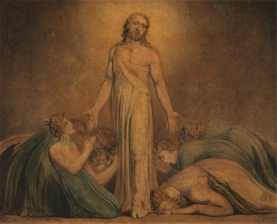 Chrystus ukazujący się apostołom po zmartwychwstaniu autorstwa William Blake