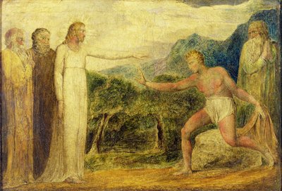 Chrystus dający wzrok Bartymeuszowi (tempera z piórem i atramentem na płótnie) autorstwa William Blake