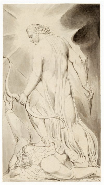 „Chrystus depczący szatana”, ok. 1800 r. autorstwa William Blake
