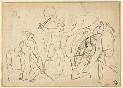 Walka klasyczna (rekto); Szkic aktu męskiego (verso) autorstwa William Blake