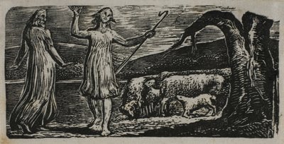 Colinet odchodzi w smutku: Riven Trunk po prawej, z Pastorals of Virgil autorstwa William Blake