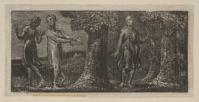 Colinet wyśmiewany przez dwóch chłopców, z Thorntons Pastorals of Virgil, 1821. autorstwa William Blake
