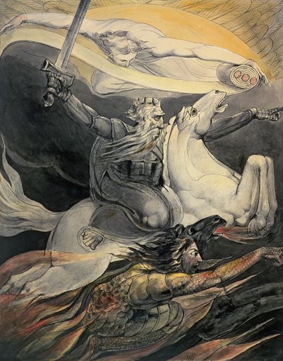 Śmierć na bladym koniu, ok. 1800 (tusz i akwarela) autorstwa William Blake