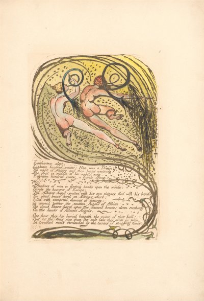 Europa. Proroctwo, ilustracja 10, Enitharmon spał. . . . (Bentley 12) autorstwa William Blake