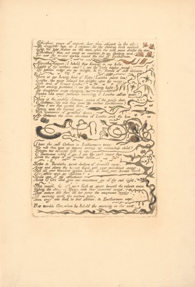 Europa. Proroctwo, ilustracja 16, Etyntus królowa wód. . . . (Bentley 17) autorstwa William Blake
