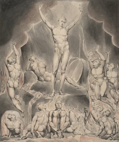 Ilustracja 1 do „Raju utraconego” Miltona: szatan wzywa swoje legiony autorstwa William Blake
