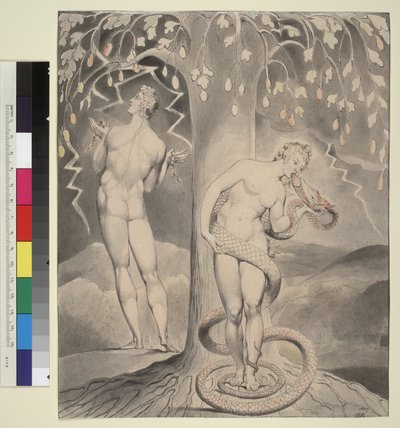 Ilustracja 9 do "Raju utraconego" Miltona: Kuszenie i upadek Ewy autorstwa William Blake