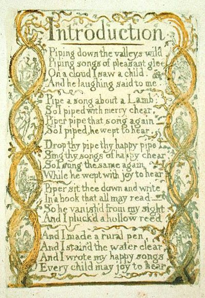 Wstęp, płyta 3 z "Pieśni niewinności". autorstwa William Blake