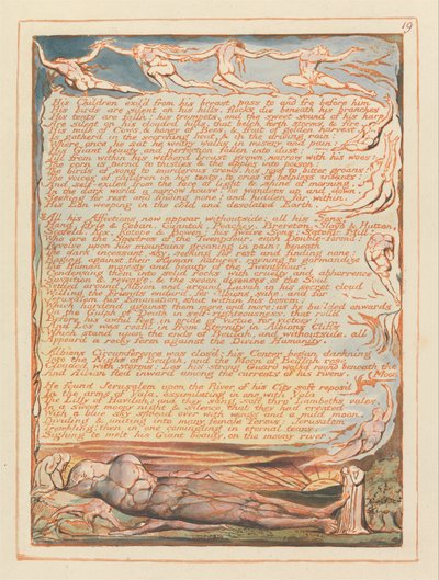 Jerozolima, ilustracja 19, Jego dzieci wygnane z piersi.... autorstwa William Blake