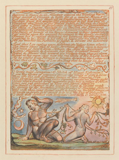 Jerozolima, tablica 85, stała się przestrzenią i alegorią.... autorstwa William Blake